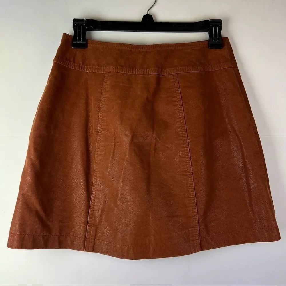 Free People • Come a Little Closer Faux Leather Skirt - Picture 4 of 9
